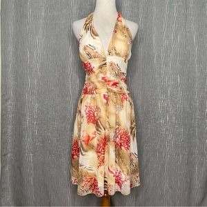 Coral reef motif halter dress